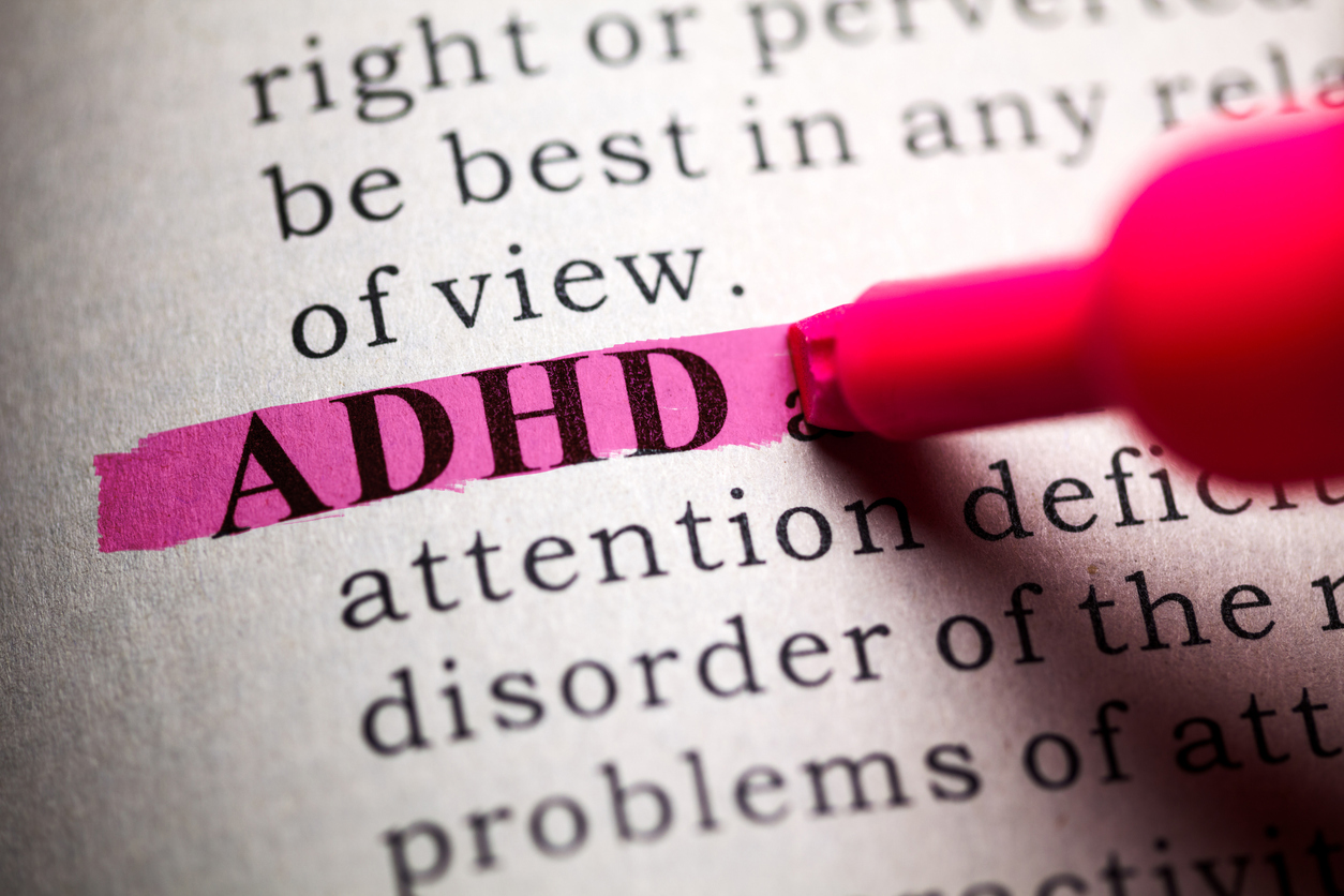 ADHD highlighted with a pin pen