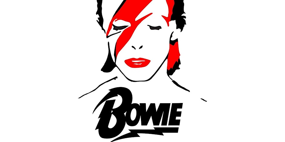 Graphic of David Bowie with font 'Bowie' under