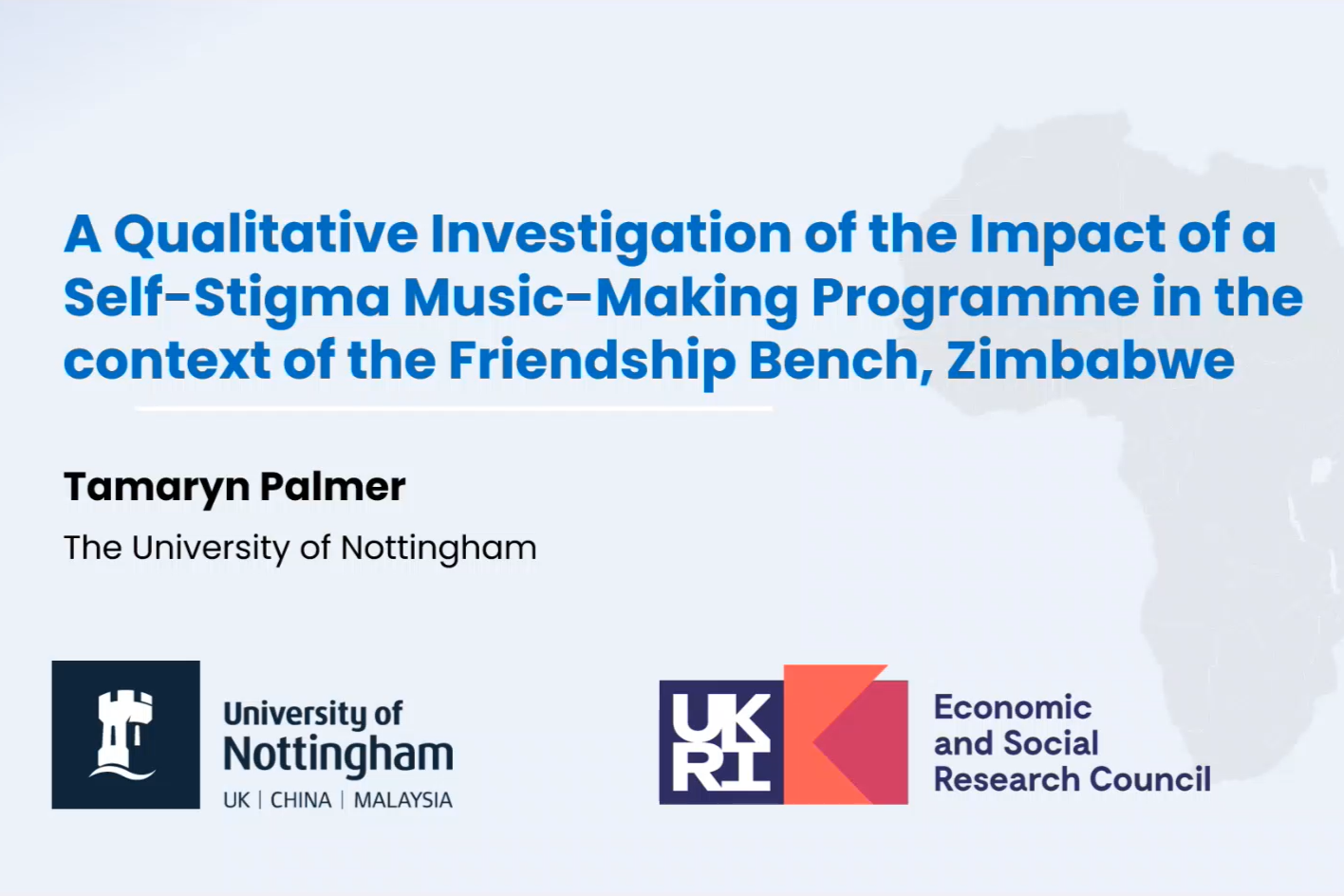 A qualitative investigation of the impact of a self-stigma music-making programme in the context of the Friendship Bench, Zimbabwe - Tamaryn Palmer